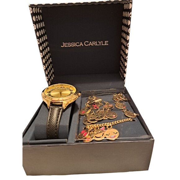 Jessica Carlyle Analog Watch Bracelet Charm Set Emoji New Box Mental Health - Picture 4 of 8